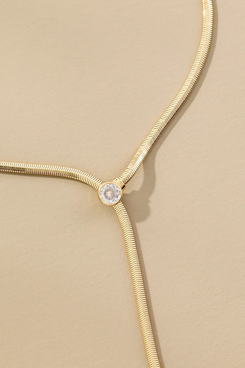 Delicate Herringbone Y Necklace