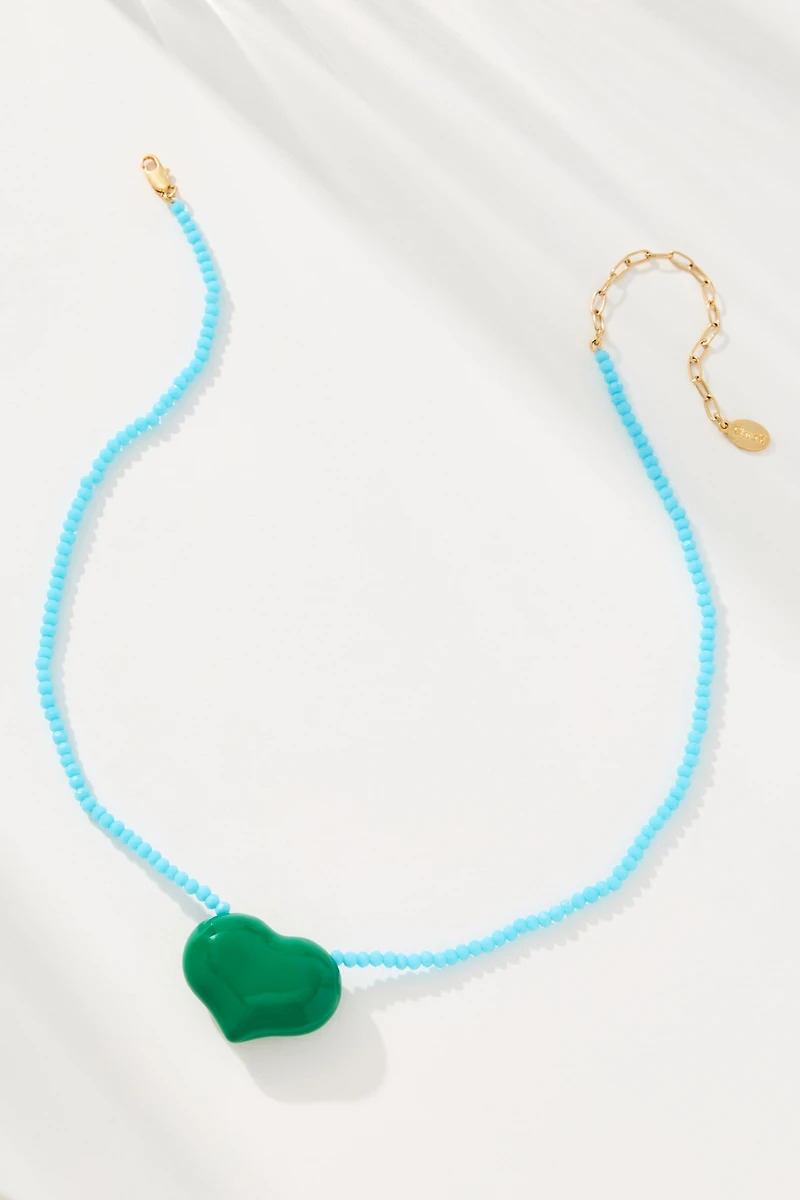 Clare V. Beaded Heart Necklace