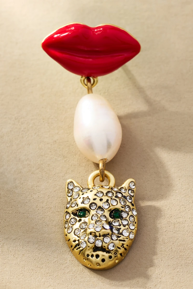 Clare V. Le Charm Heart & Whiskers Earrings