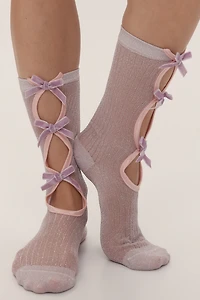 High Heel Jungle Lurex Bow Socks