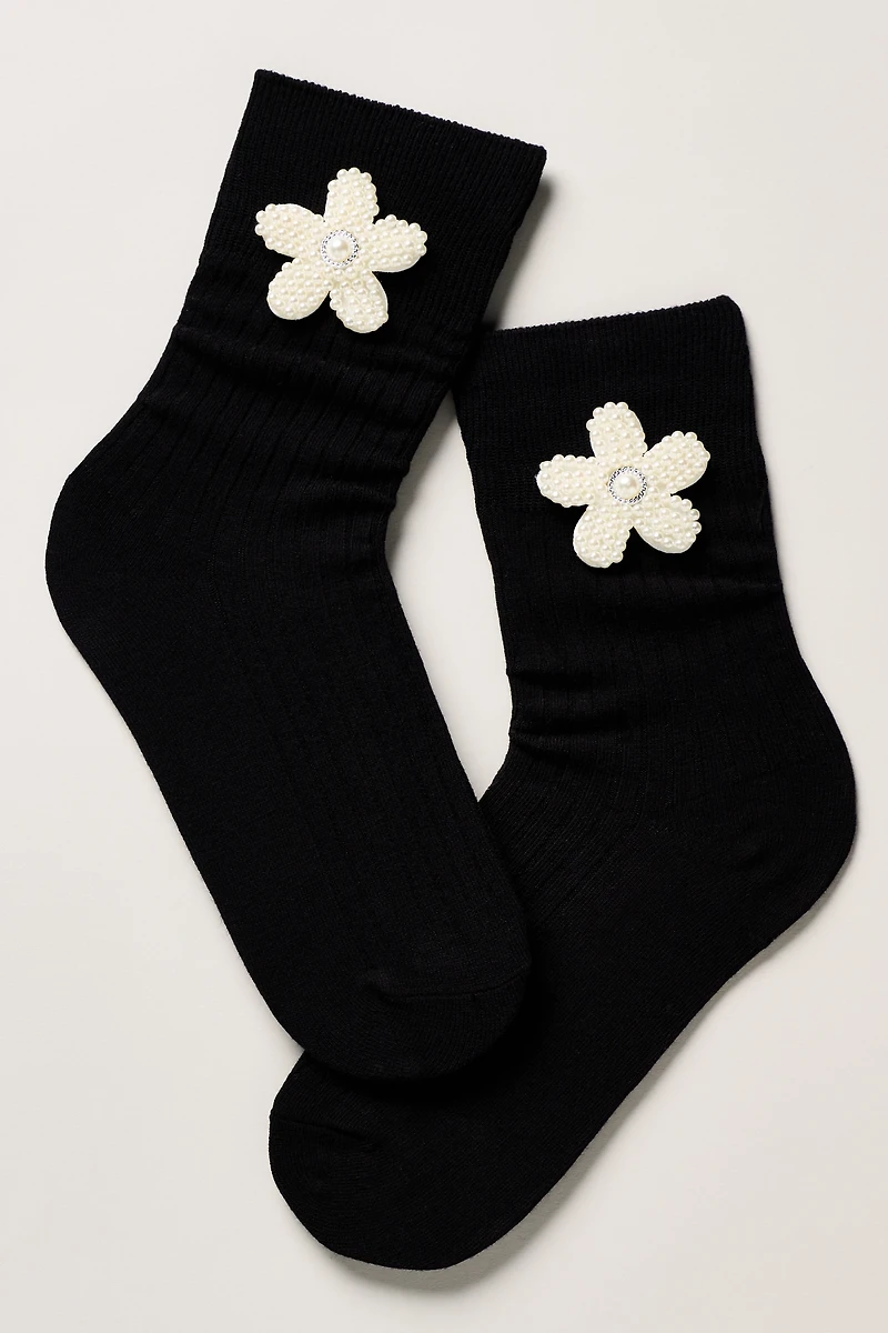 High Heel Jungle Flower Crew Socks