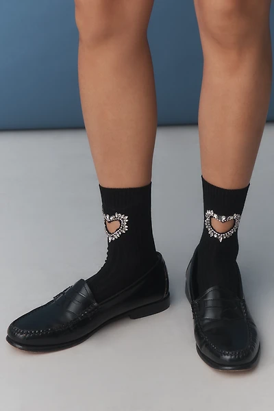 High Heel Jungle Gem Crystal Heart Crew Socks