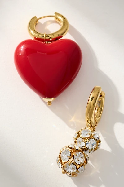 Timeless Pearly Heart & Crystal Drop Earrings