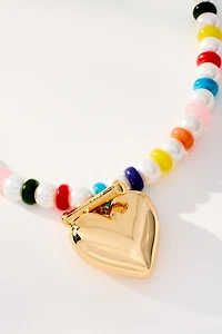 Timeless Pearly Beaded Heart Pendant Necklace