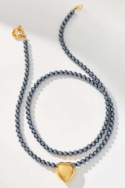 Timeless Pearly Heart Pendant Wrap Necklace