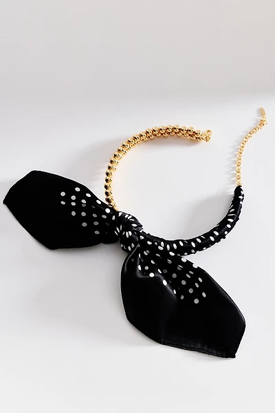 Beaded Silk Scarf Collar Necklace