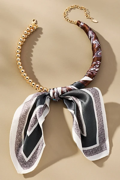 Beaded Silk Scarf Collar Necklace