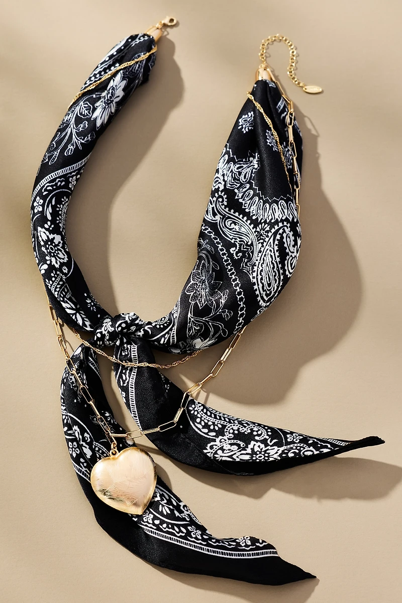 Double-Chain Charmed Scarf Necklace