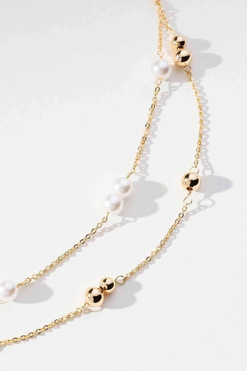 Delicate Pearl Bead Necklaces, Set of 2