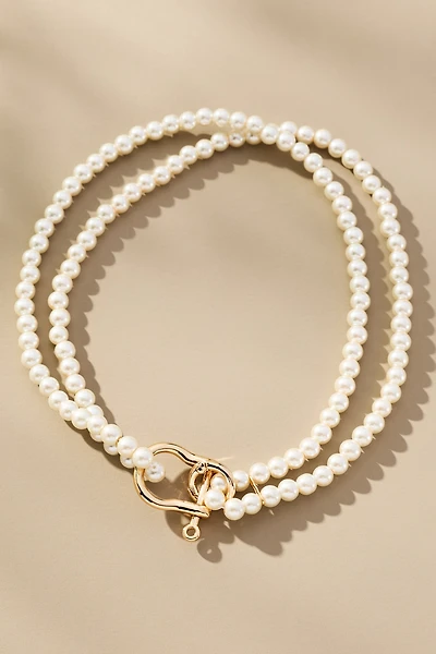 Chunky Link Lock Pearl Necklace