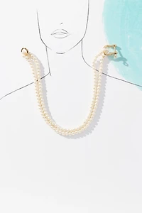 Chunky Link Lock Pearl Necklace