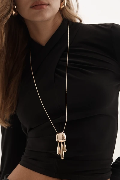 Long Sculptural Pendant Necklace