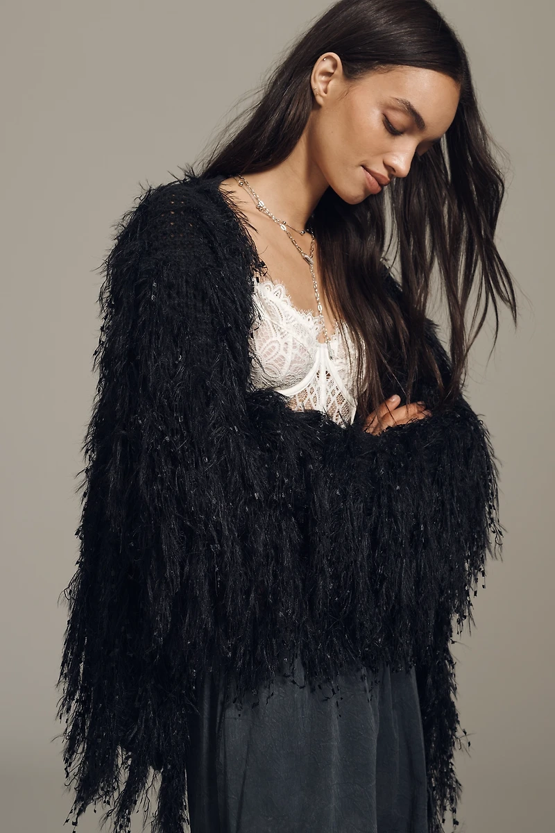 By Anthropologie Fringe Cardigan Sweater