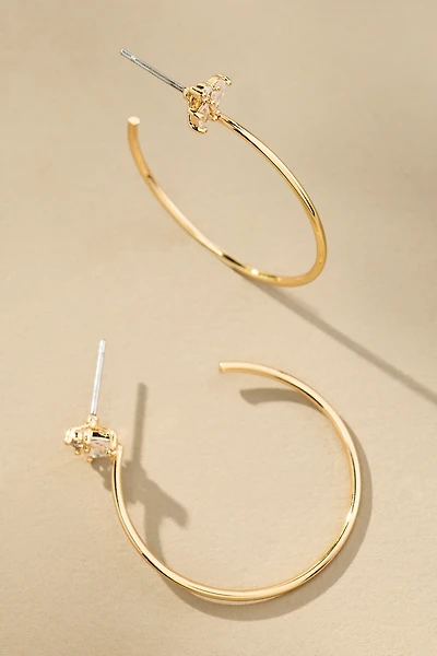 Thin Crystal Hoop Earrings