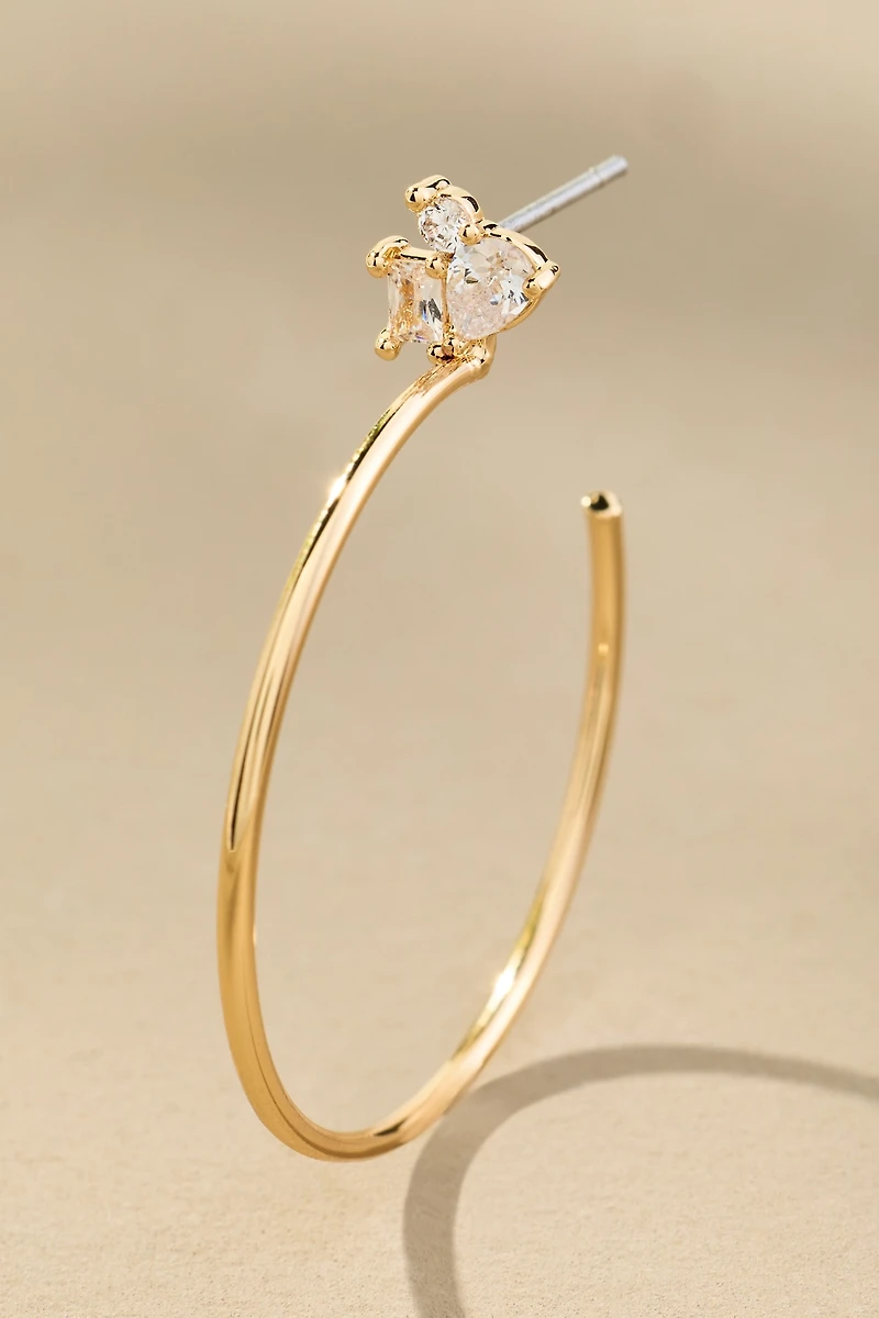 Thin Crystal Hoop Earrings