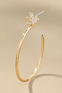 Thin Crystal Hoop Earrings