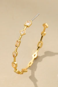Delicate Crystal Hoop Post Earrings