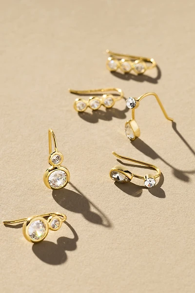 Crystal Threader Earrings, Set of 3