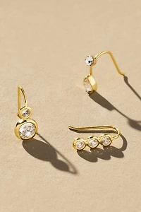 Crystal Threader Earrings, Set of 3