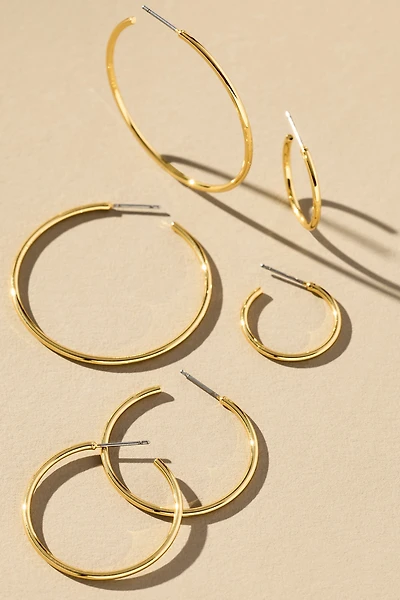 Classic Hoop Earrings, Set of 3