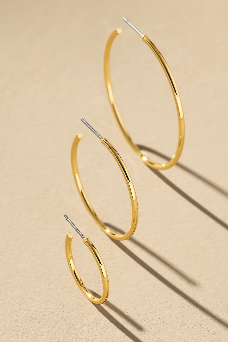Classic Hoop Earrings, Set of 3