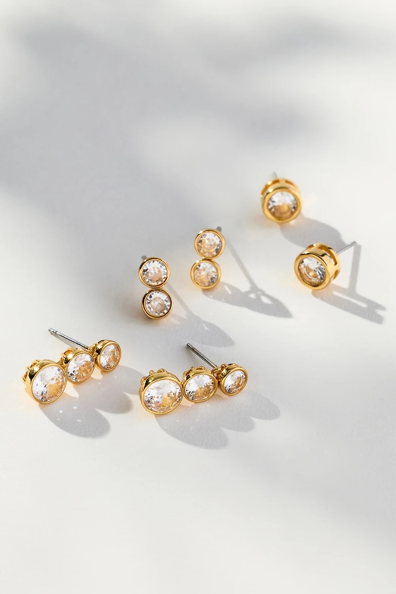 Crystal Drop Earrings, Set of 3