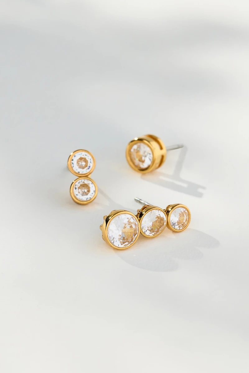 Crystal Drop Earrings, Set of 3