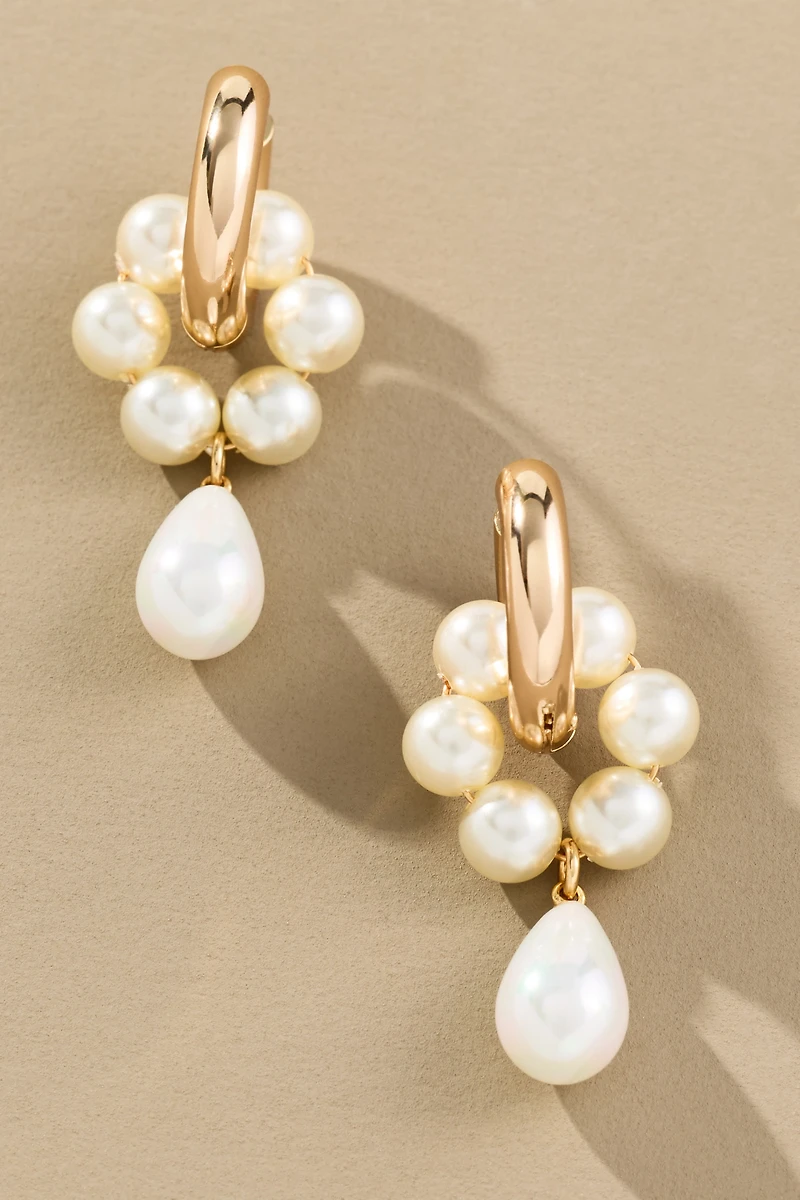 Multi Pearl Huggie Hoop Earrings