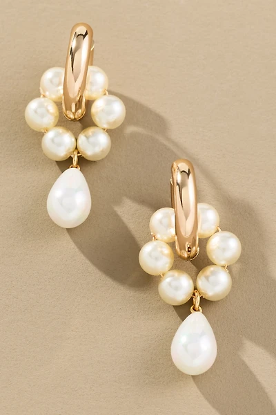 Multi Pearl Huggie Hoop Earrings