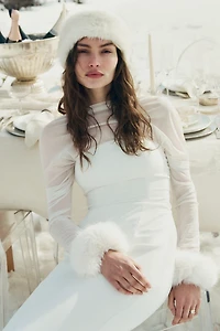 Watters Apple Long-Sleeve Wedding Gown