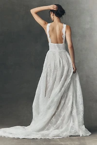 RISH Vayda V-Neck Lace A-Line Wedding Gown