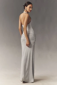 Delfi Collective Soraya Metallic Halter Maxi Dress