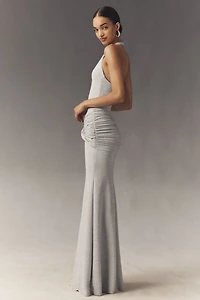 Delfi Collective Soraya Metallic Halter Maxi Dress