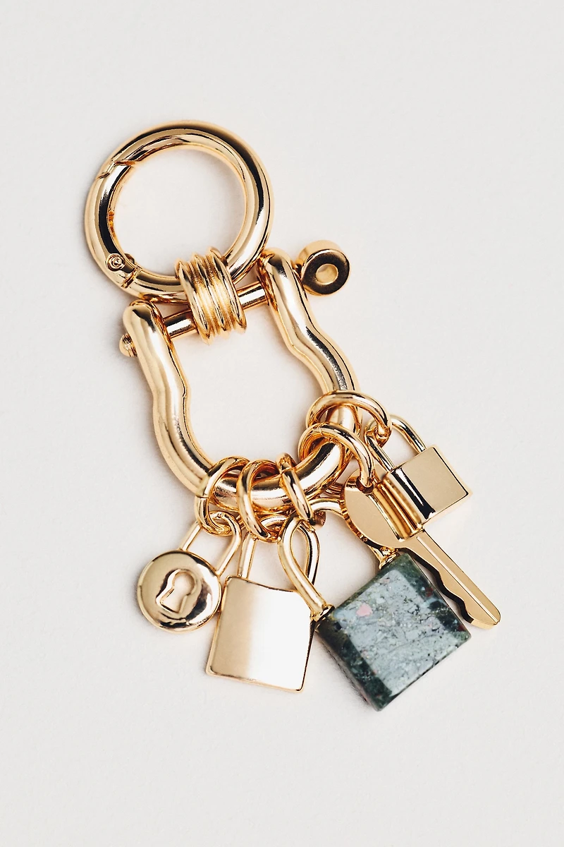 Metal Lock Cluster Bag Charm