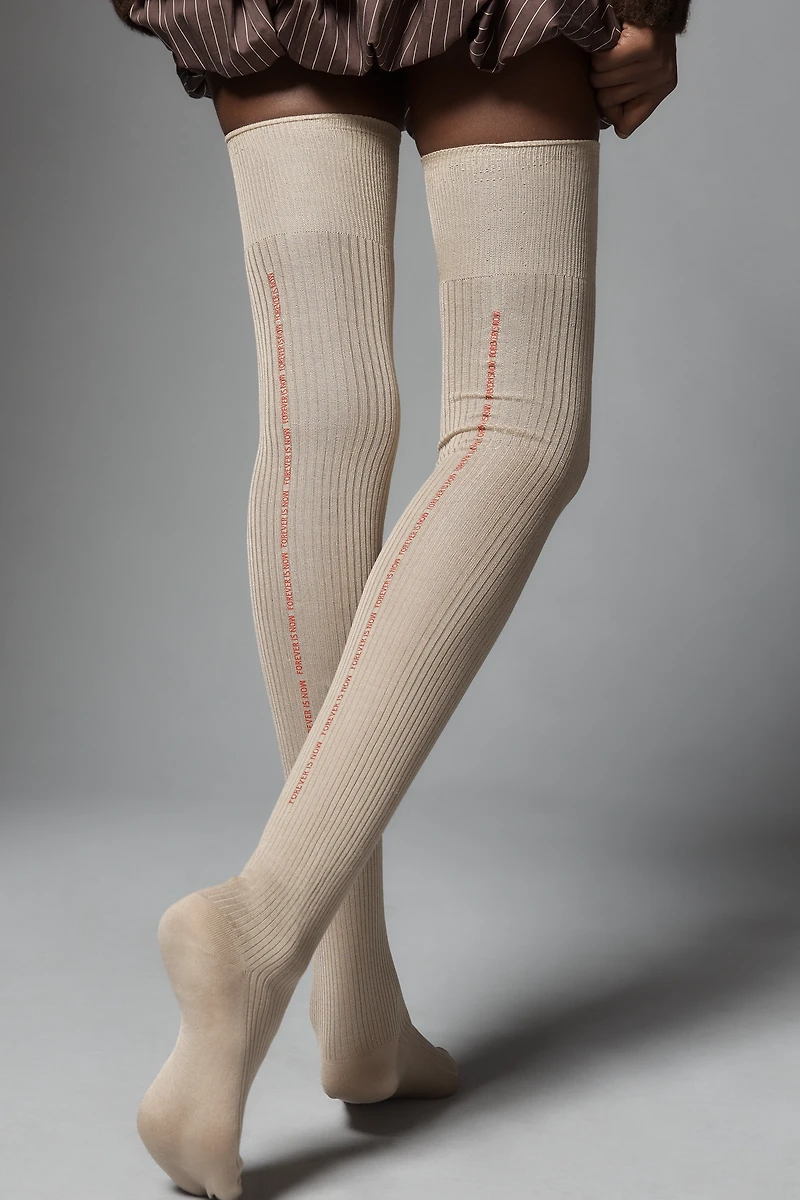 Maria La Rosa Silk Blend Over-The-Knee Writings Socks