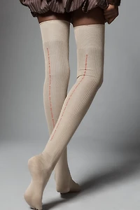 Maria La Rosa Silk Blend Over-The-Knee Writings Socks