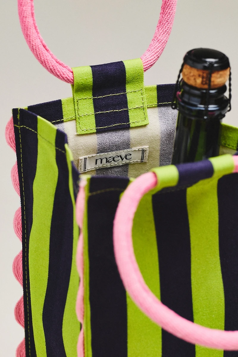 Ruffle Canvas Wine Tote Bag