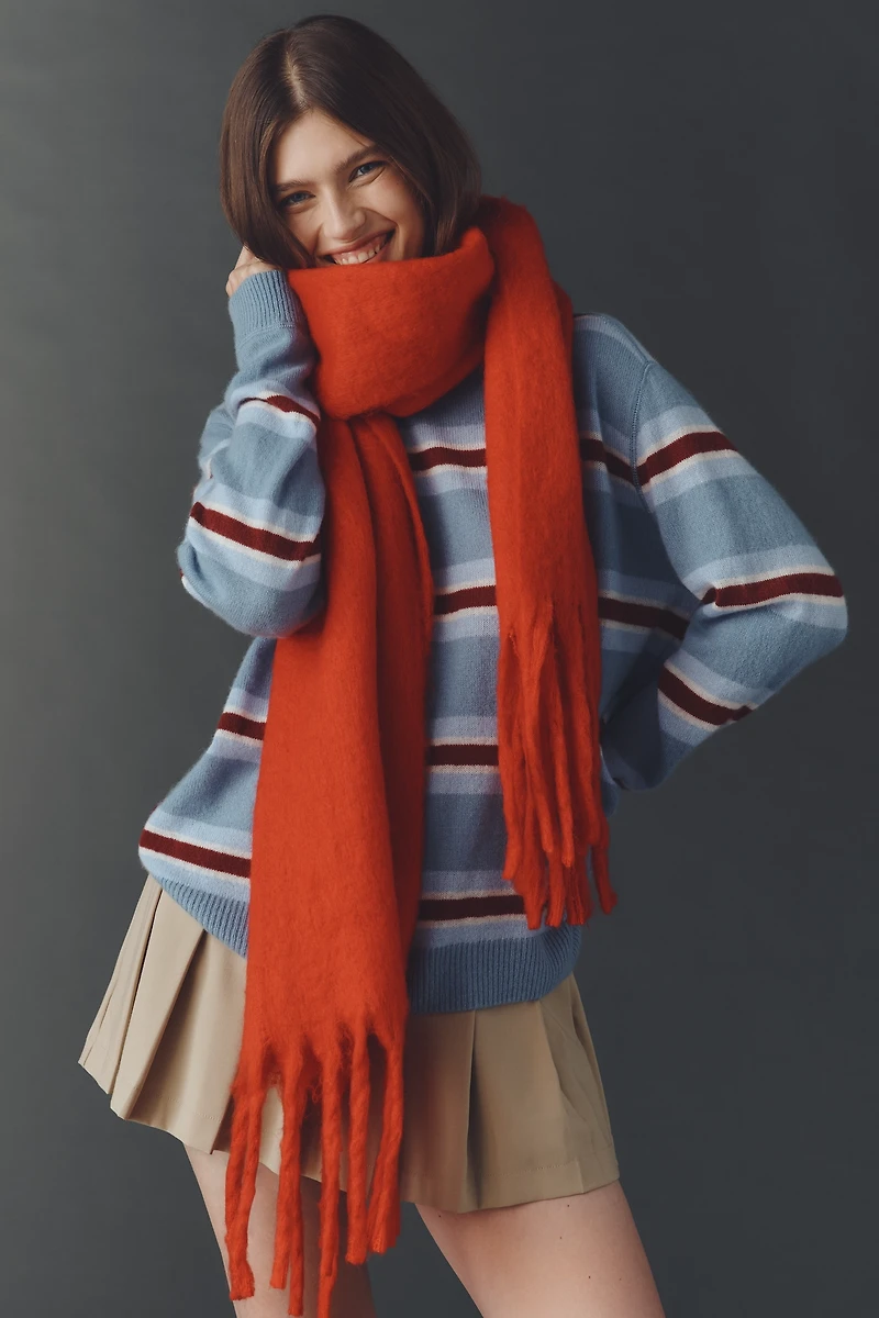 Maeve Solid Brushed Fringe Scarf