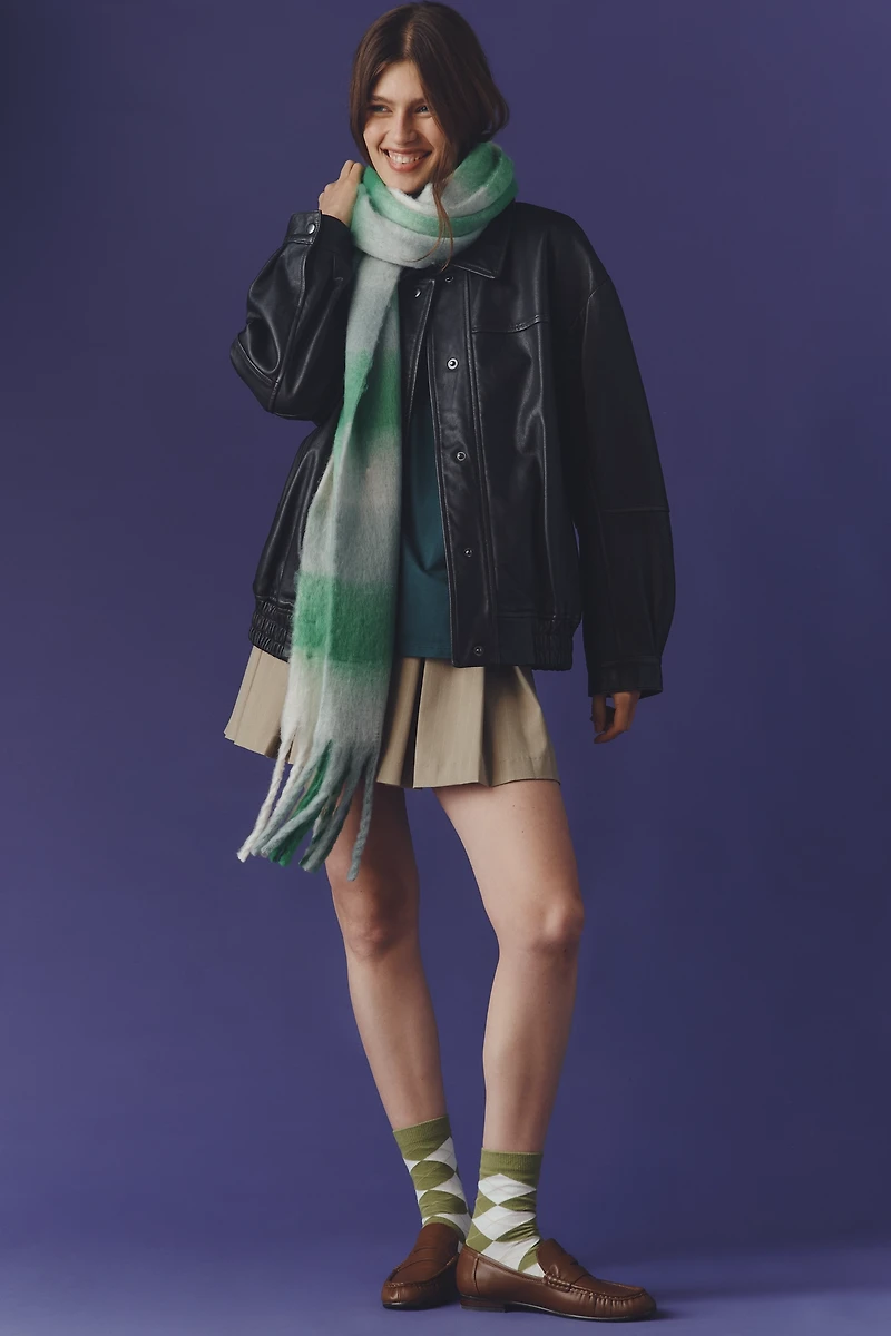 Maeve Plaid Fringe Scarf