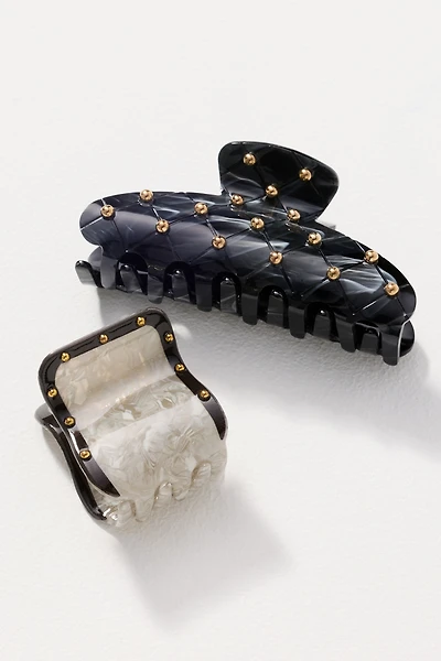 Studded Hair Claw Clips, Set of 2