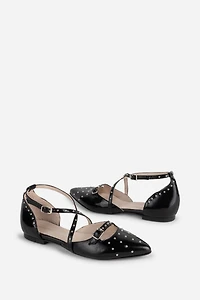 Intentionally Blank Crowd Studded Crisscross Flats