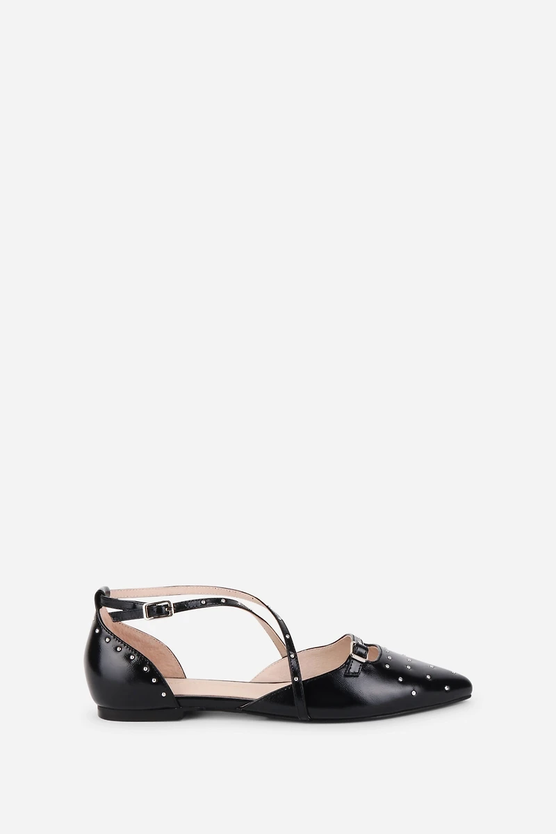 Intentionally Blank Crowd Studded Crisscross Flats