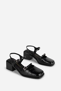 Intentionally Blank Mitzi Ankle-Strap Block Heels