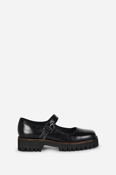 Intentionally Blank Veronica Lug Sole Mary Jane Flats