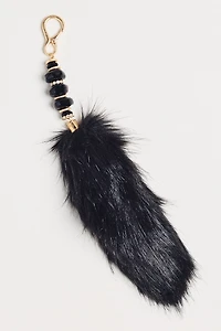 Faux-Fur Beaded Bag Charm