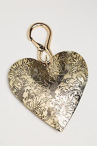 Large Embossed Metal Heart Bag Charm