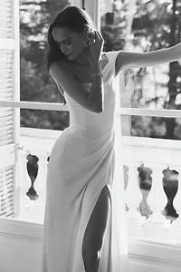 Jenny by Yoo Stassie One-Shoulder Satin Column Wedding Gown