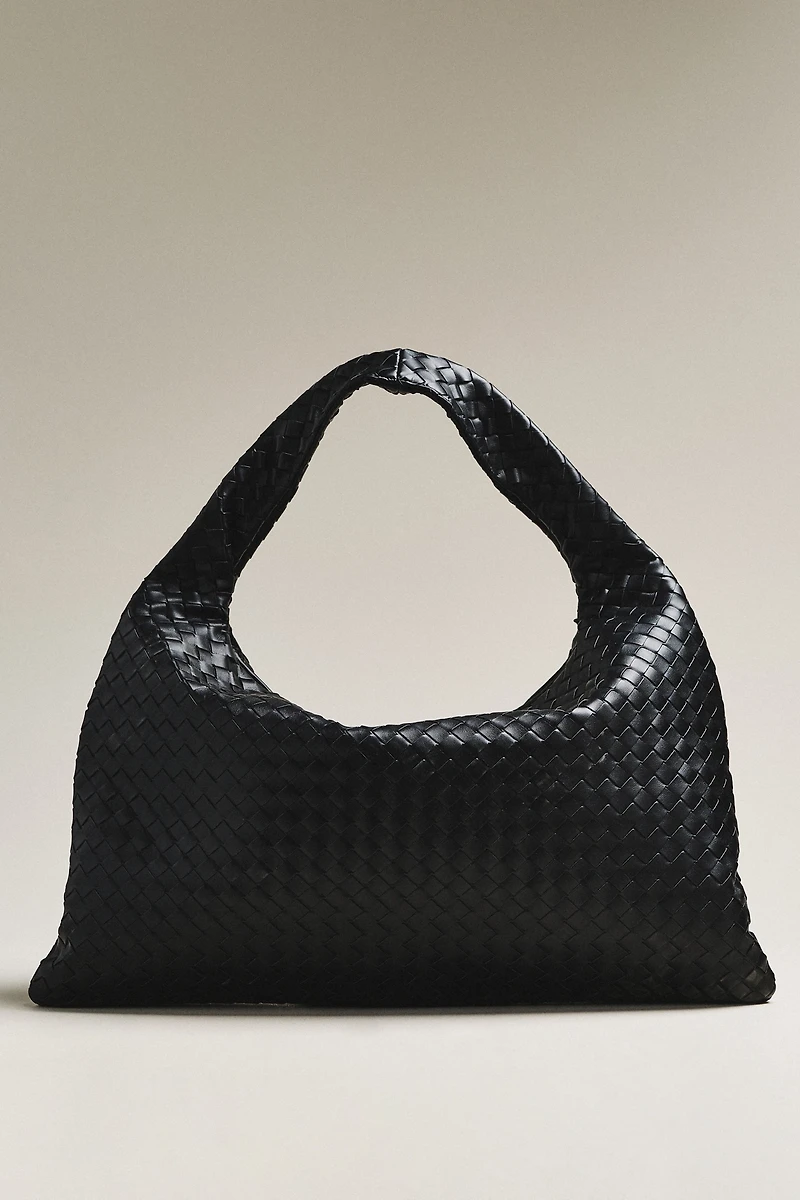 Woven Faux-Leather Oversized Slouchy Tote