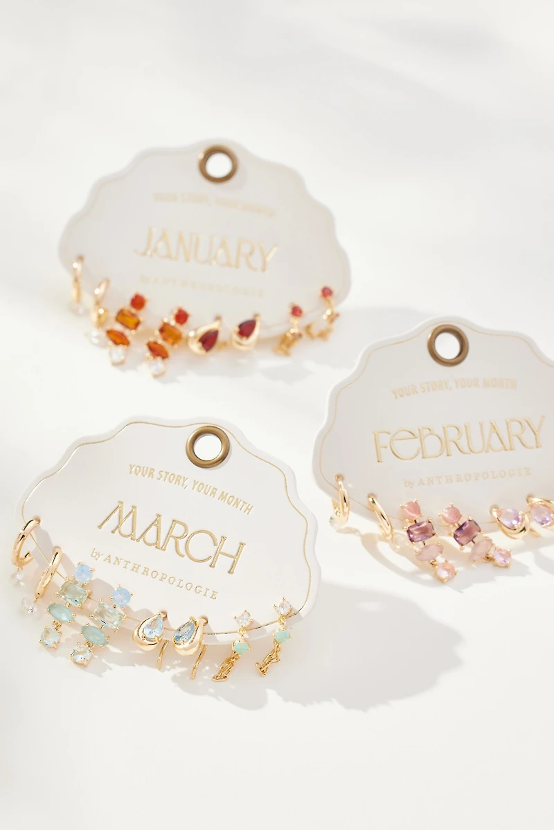 Birthstone Earrings, Set of 4