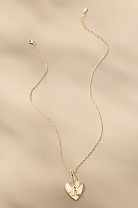 Fluted Heart Pendant Monogram Necklace